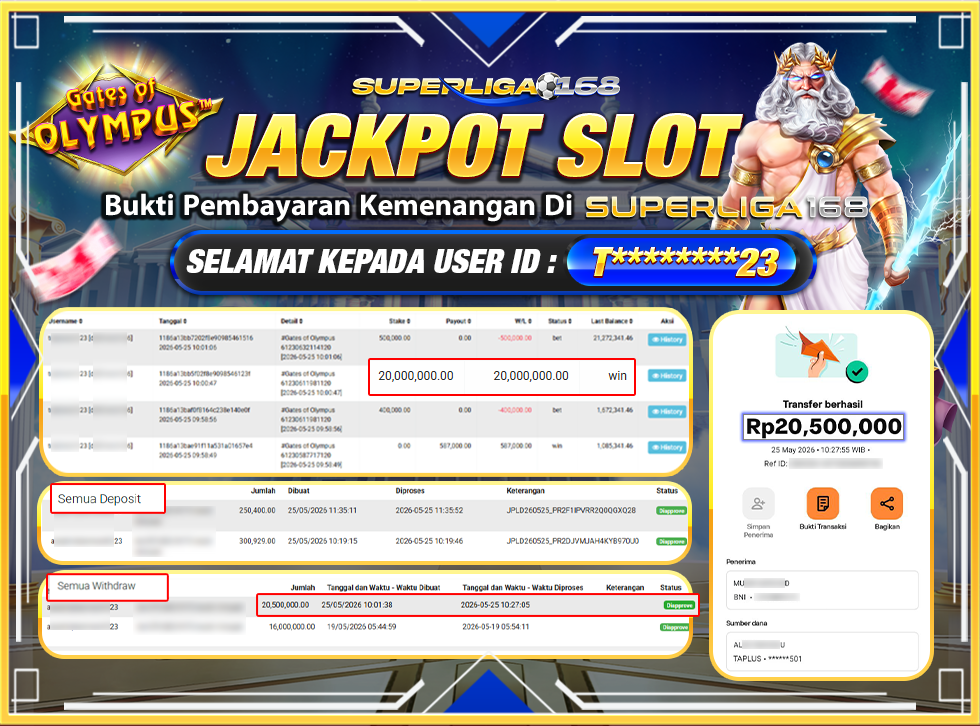 SUPERLIGA168 JACKKPOT GATES OF OLYMPUS Rp.20,500,000LUNAS